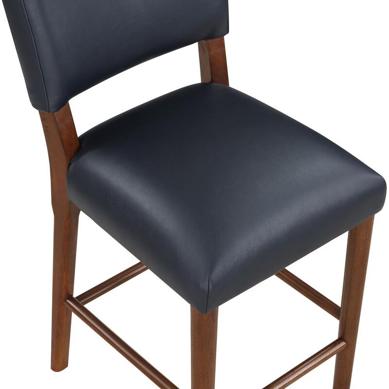 Comfort Pointe Bonito Midnight Blue Faux Leather Wood Counter Height Stool
