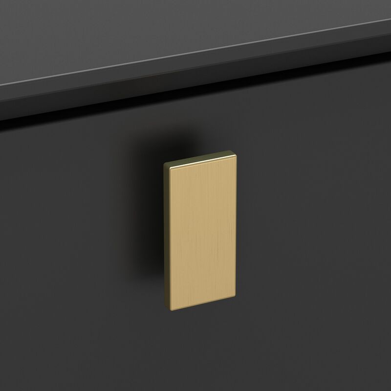 3-Drawer Black Nightstands Side End Table With Gold Metal Legs For Living Room, Bedroom