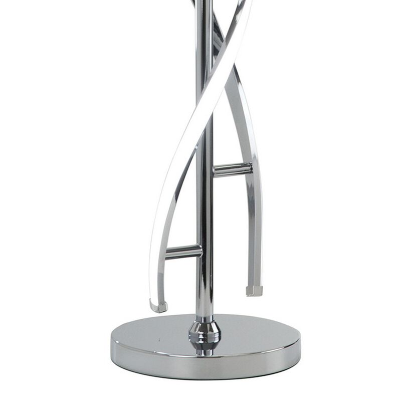Jam 29 Inch Table Lamp, LED Light, Round Base, Accent Silver Metal Base-Benzara