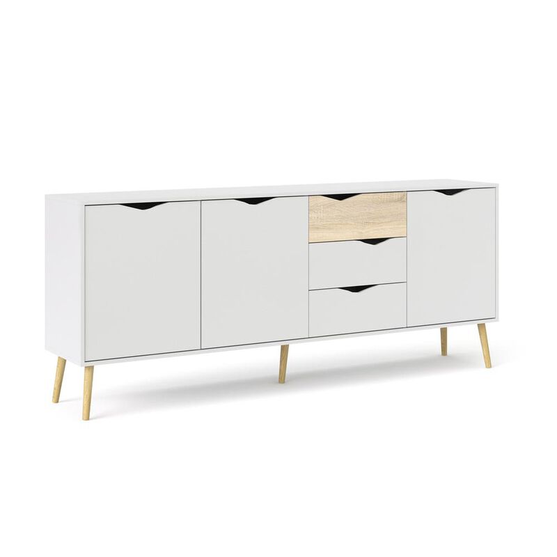 Tvilum Diana Sideboard with 3 Doors and 3 Drawers, White/Oak Structure