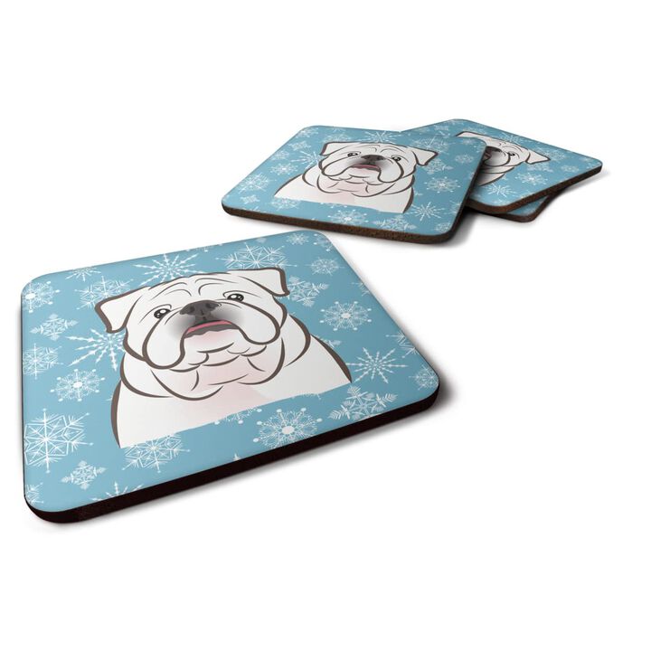 Caroline's Treasures BB1654FC Snowflake White English Bulldog Foam Coasters (Set of 4), 3.5, Multicolor