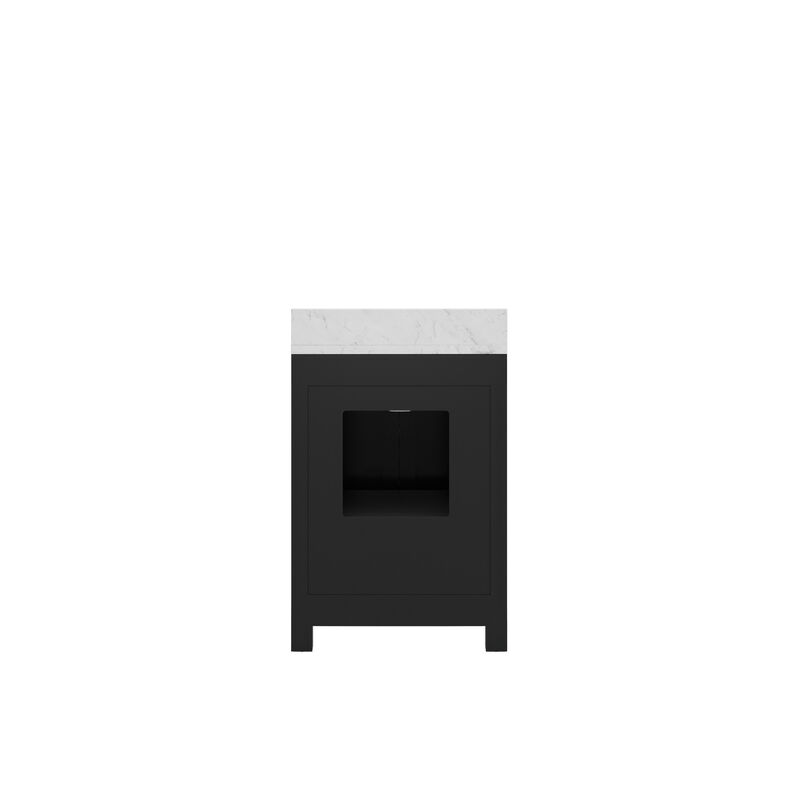 Madison 24 In. Single Sink Carrara White Marble Countertop Bath Vanity in Espresso