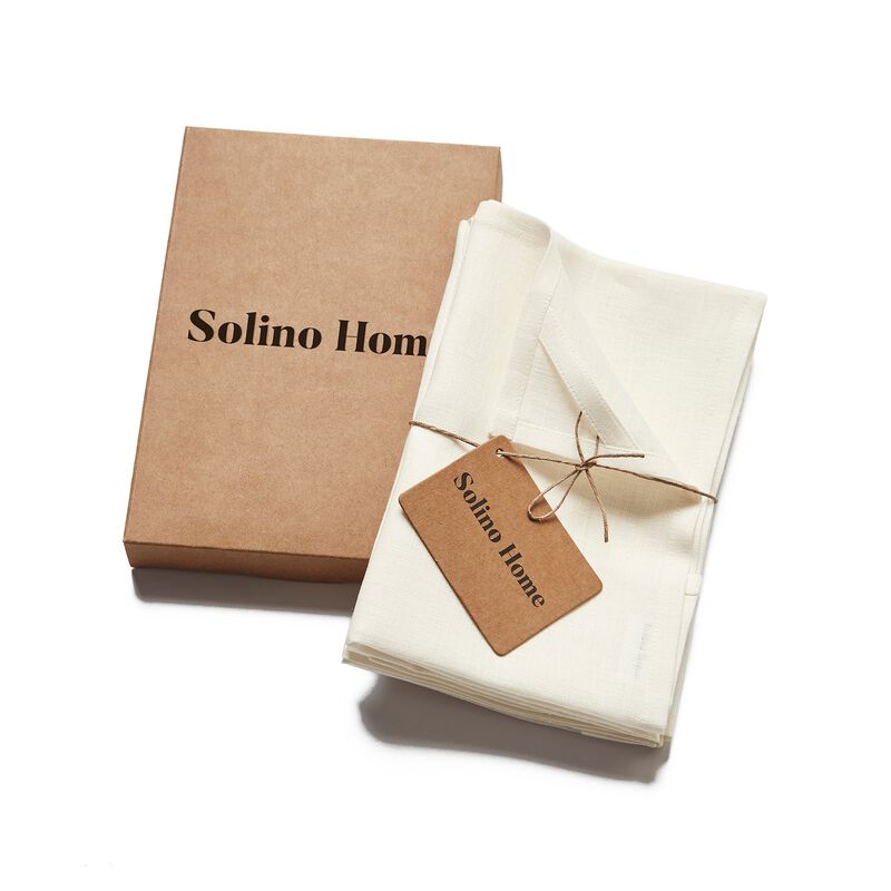 Solino Home 100% Pure Linen Kitchen Towels Set of 2 - 17 x 26 Inch | Fete