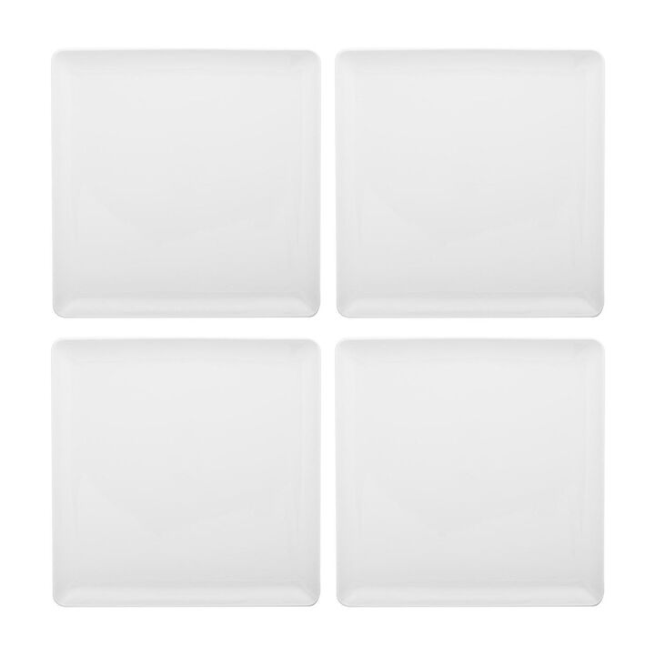 Porcelain Santa Monica 6" x 6" Square White Porcelain Plate (Set of 4)