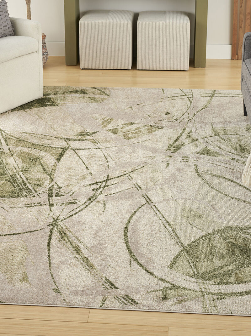 Astra Machine Washable ASW14 Beige/Green 4' x 6' Rug