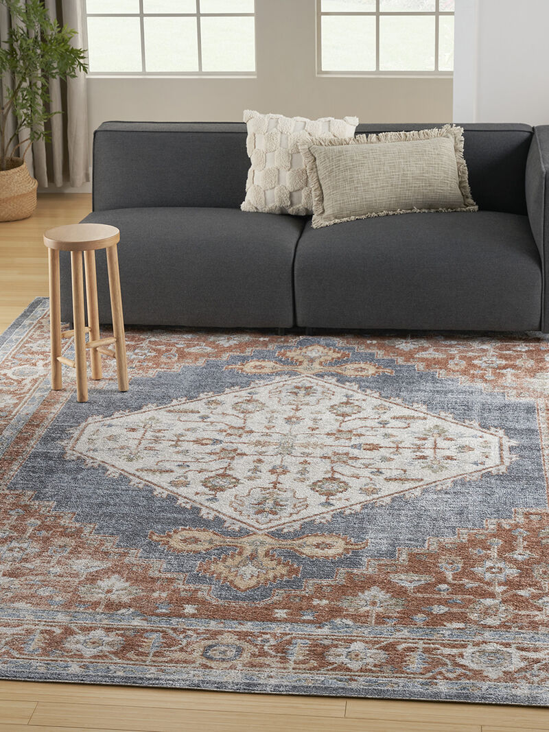 Astra Machine Washable ASW11 Denim/Multicolor 9' x 12' Rug