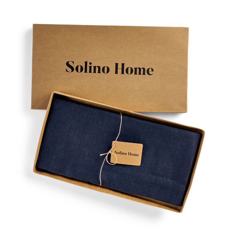 Solino Home 100% Pure Linen Table Throw 52 x 52 Inch | Athena