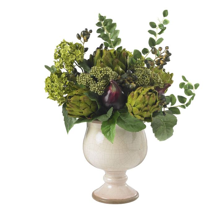 Nearly Natural 14-in Artichoke/Snowball Pot Nearly Natural 14-in Artichoke/Snowball Pot