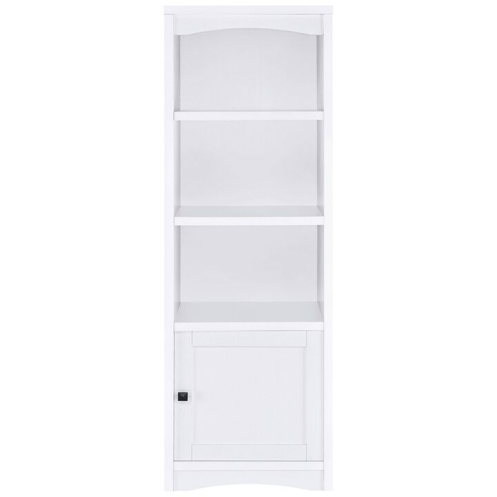 Donna Media Tower Pier Cabinet, Adjustable Shelves, White Wood 71 Inch - Benzara