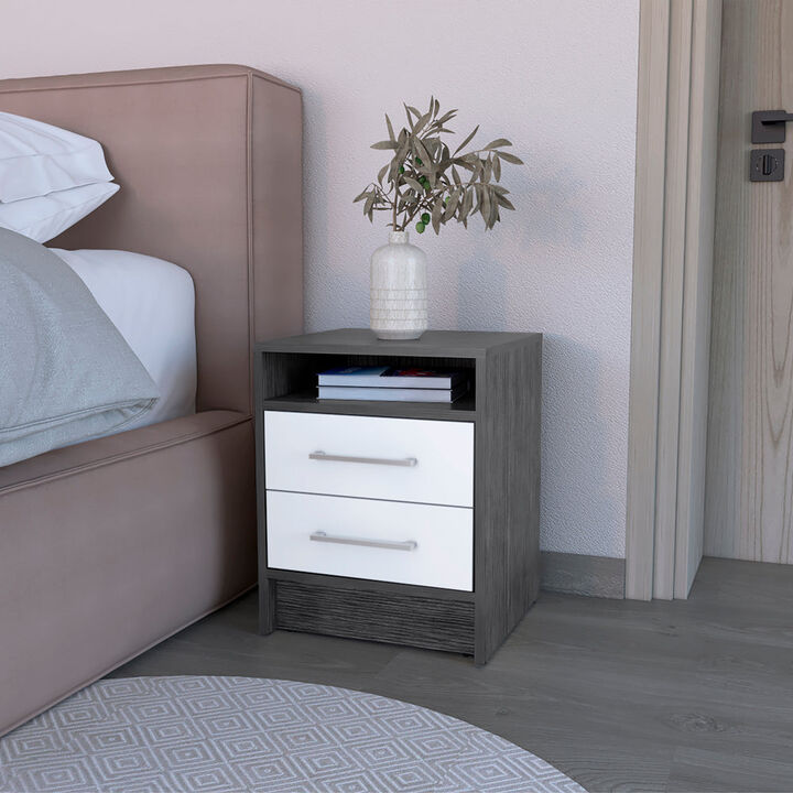 Nightstand Cartiz, Bedroom, Smoky Oak / White