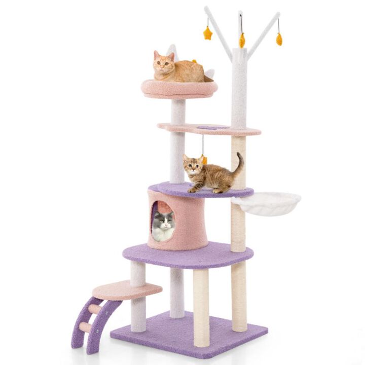 Hivvago Multi-level Cat Tower with Sisal Covered Scratching Posts