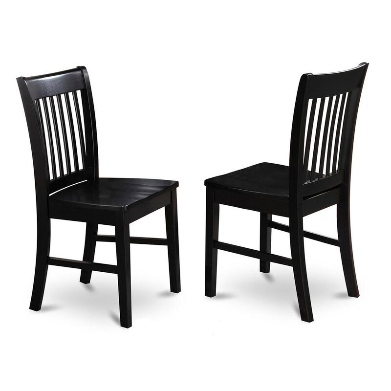 East West Furniture Norfolk Dining Chair Wood Seat Black Finish, Set of 2