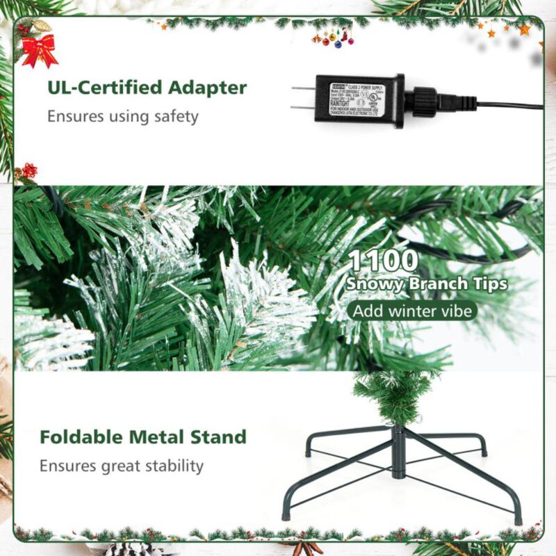 Hivvago 7.5 Feet Pre-Lit Snowy Upside Down Christmas Tree 1100 Tips