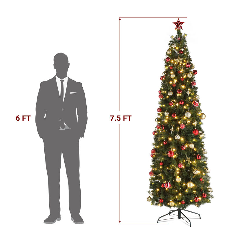 Pencil-Shaped Automatic Tree Structure Slim & Space-Saving Christmas Tree with Easy Setup