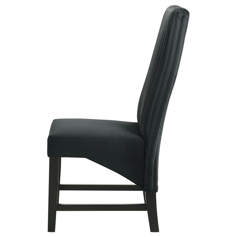 Ranna Dining Chair Set of 2, Black Velvet Foam Cushions, Hardwood - Benzara