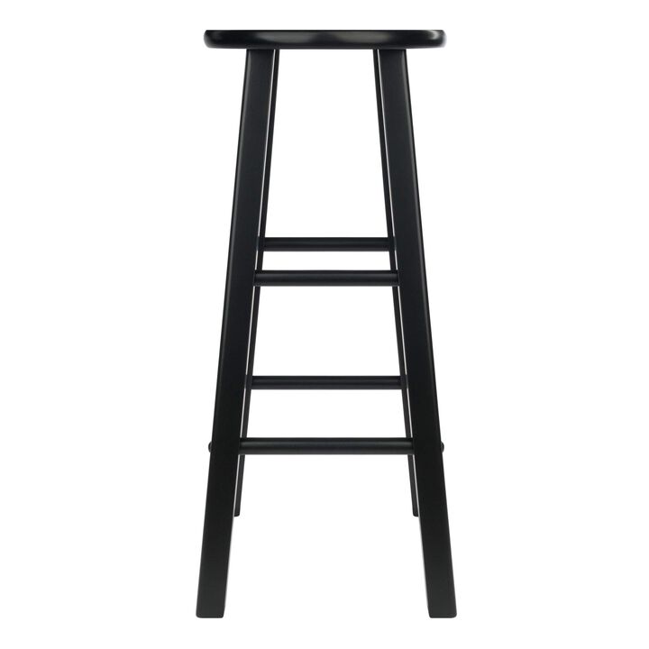 Ergode Wood Element Bar Stool Set - Sleek Black Finish, Solid Wood Construction, Versatile Design, 220lbs Weight Capacity, 8 Crossbars for Stability, Compact Size, Easy Assembly - 2-Pc Set