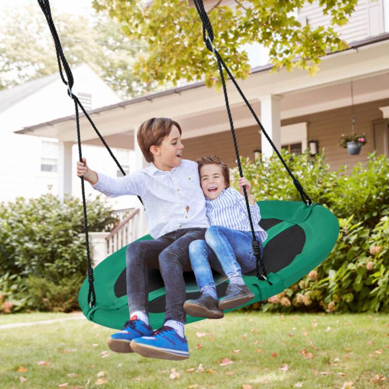 Hivvago 40 Inches Saucer Tree Swing Round with Adjustable Ropes and Carabiners