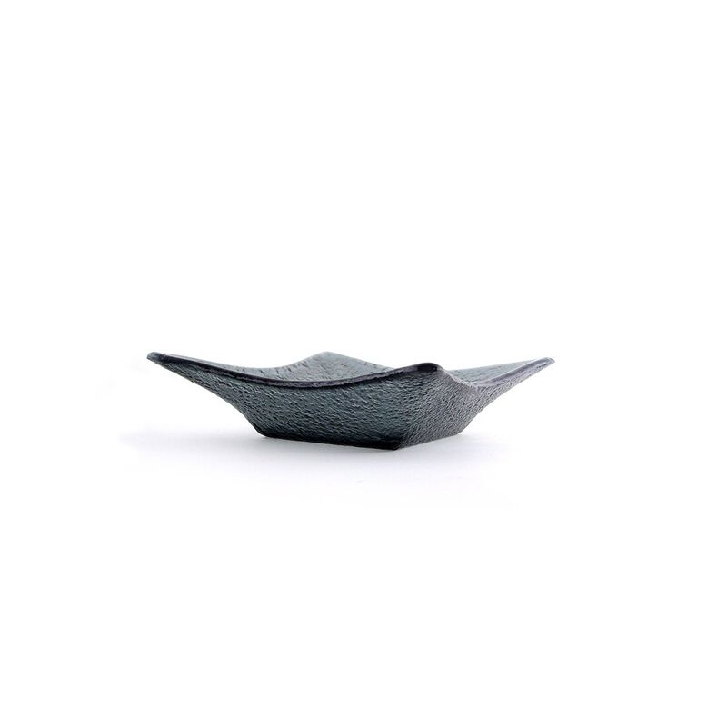 Glass Dinnerware 7.5" x 7.5" x h:2" 15 oz. Square Charcoal Glass Deep Plate (Set of 2)