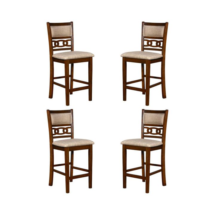 New Classic Furniture Gia Cherry Wood Counter Chair with Fabric Seat (Set of 4)
