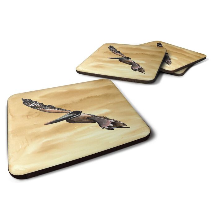 Caroline's Treasures 8157FC Bird-Pelican Foam Coasters (Set of 4), 3.5 H x 3.5 W, Multicolor