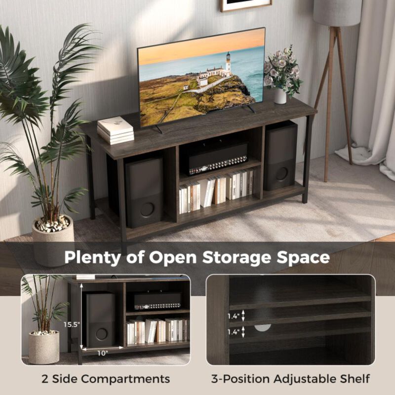 Hivvago 3-Tier TV Stand with Power Outlet USB and Adjustable Shelf-Gray