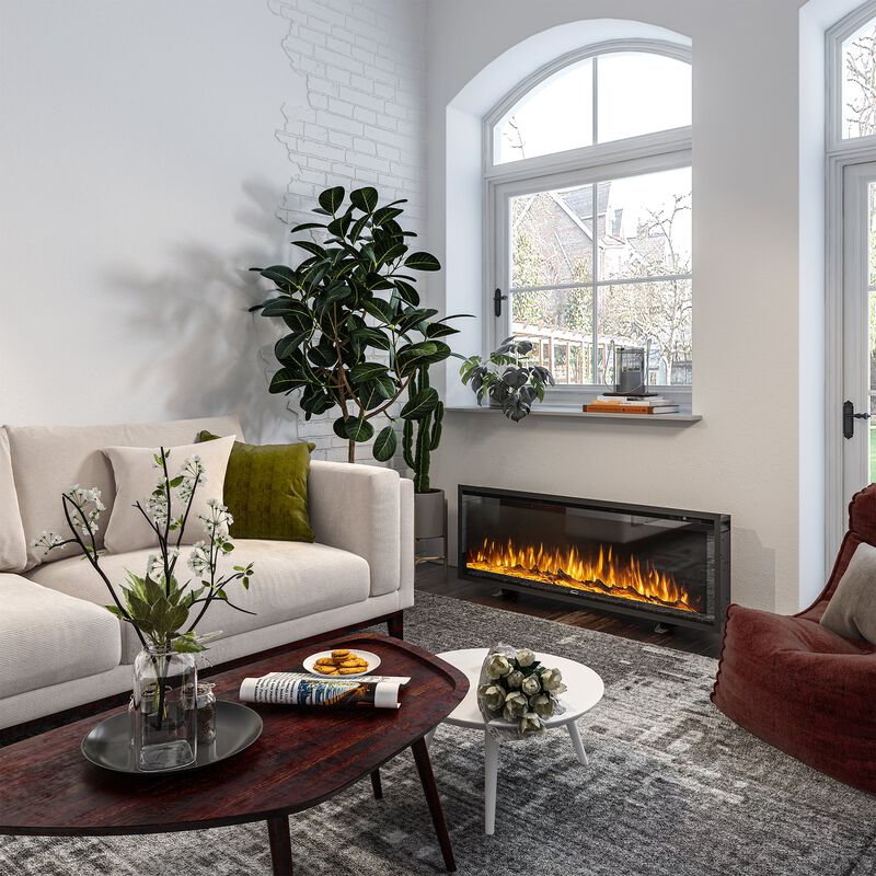 MONDAWE 50" Recessed Wall-mounted Freestanding Electric Fireplace with Remote Control