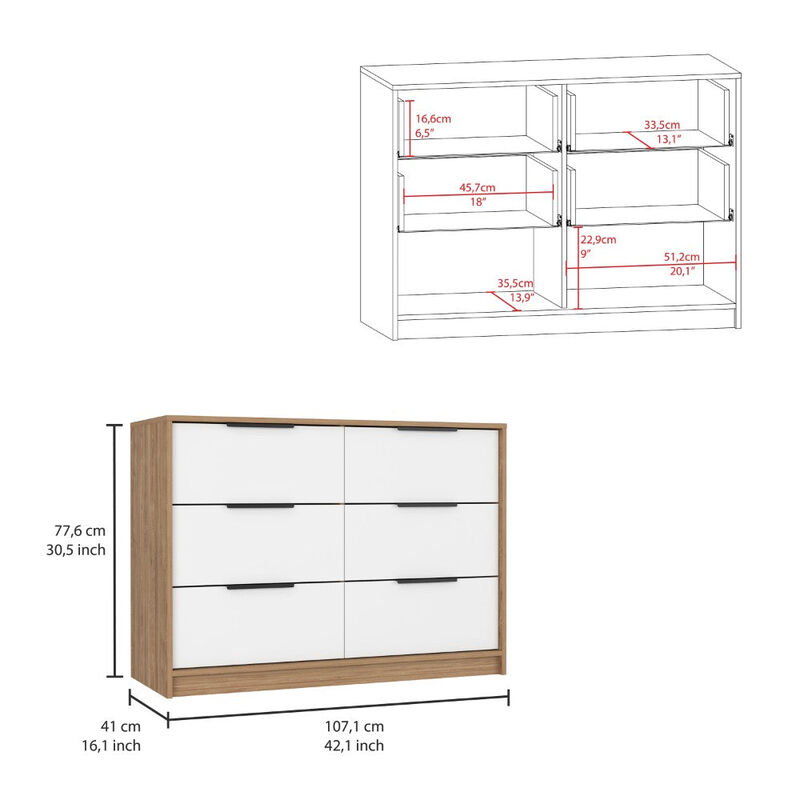 4 Drawer Double Dresser Maryland, Bedroom, Pine / White
