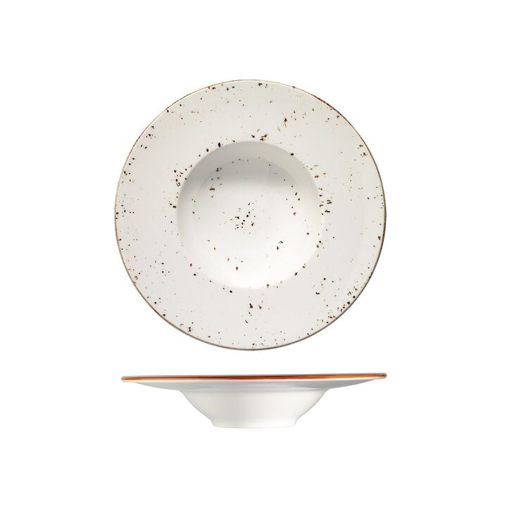 Grain dia.11" h:2.5" 14 oz. Round Decorated Porcelain Bowl (Set of 2)