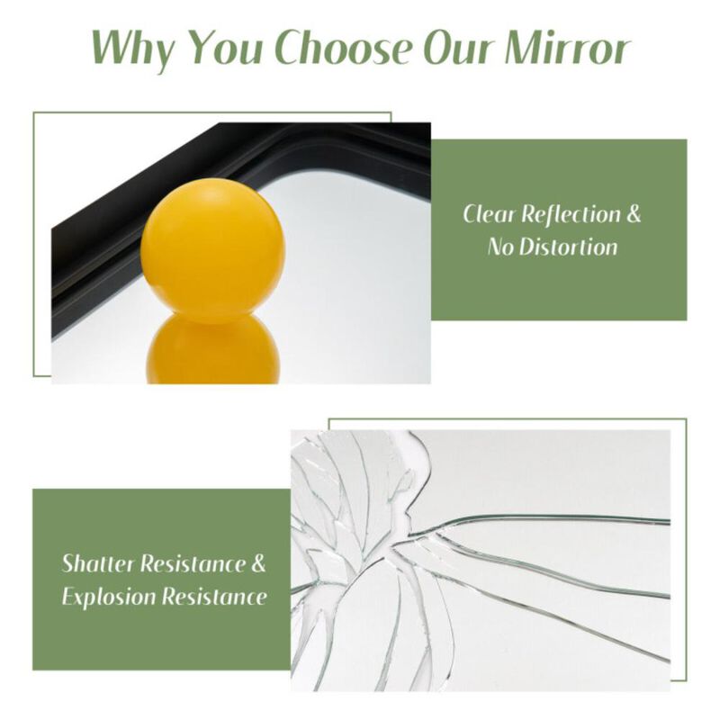 Hivvago Large Rectangular Wall-Mounted Bathroom Mirror with a Solid Steel Frame