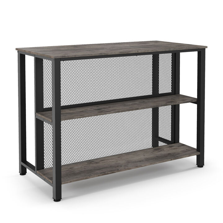 36" 3-Tier Bar Table with Storage Metal Frame Adjustable Foot Pads for Dining Room