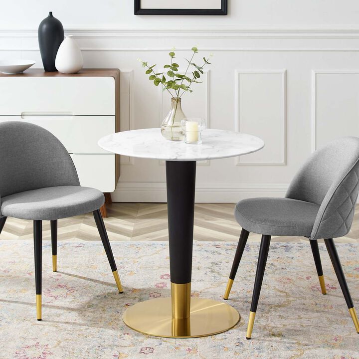 Modway - Zinque 28" Artificial Marble Dining Table Gold White