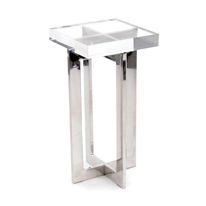 Polished Nickle & Crystal Martini Table