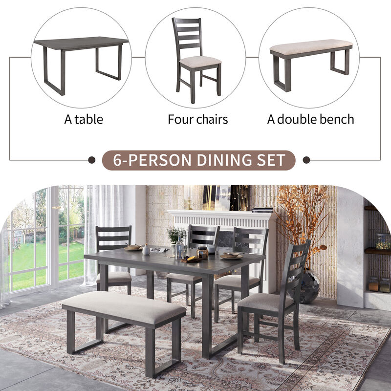 Merax 6-Pieces Solid Wood Dining Set