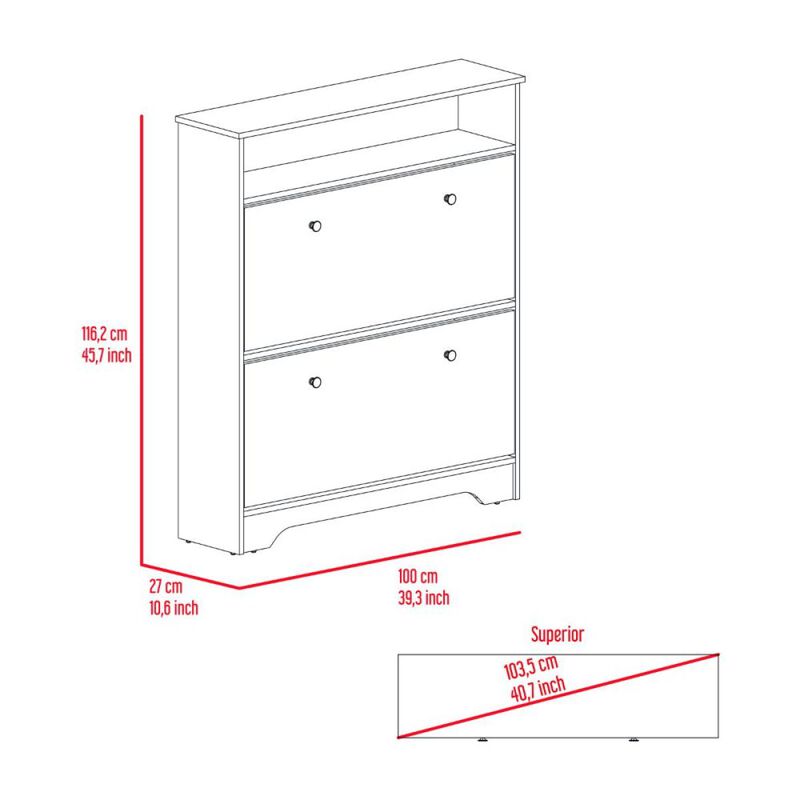 Cranberry 2-Shelf Shoe Rack Light Oak And White