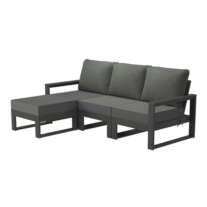 WestinTrends 4-Piece Outdoor HDPE All-Weather Modern Deep Seating Patio Sofa Sectional Set with Waterproof Cushions