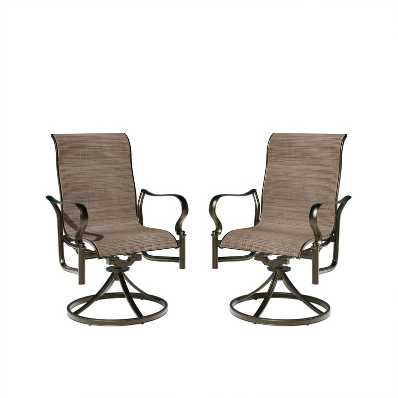 Mondawe Outdoor Cast Aluminum Swivel Rocking Chair with Textilene Seat and High Back (Set of 2)