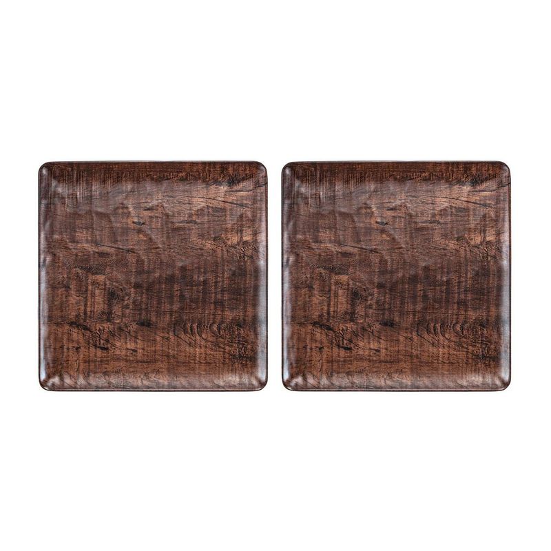 Turgla Composite 10.25" x 10.25" Square Brown Composite Plate (Set of 2)