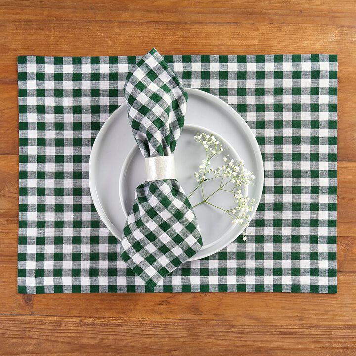 Solino Home 100% Pure Linen Cloth Napkins 20 x 20 Inch Set of 4 | Gingham Check Dinner Napkins