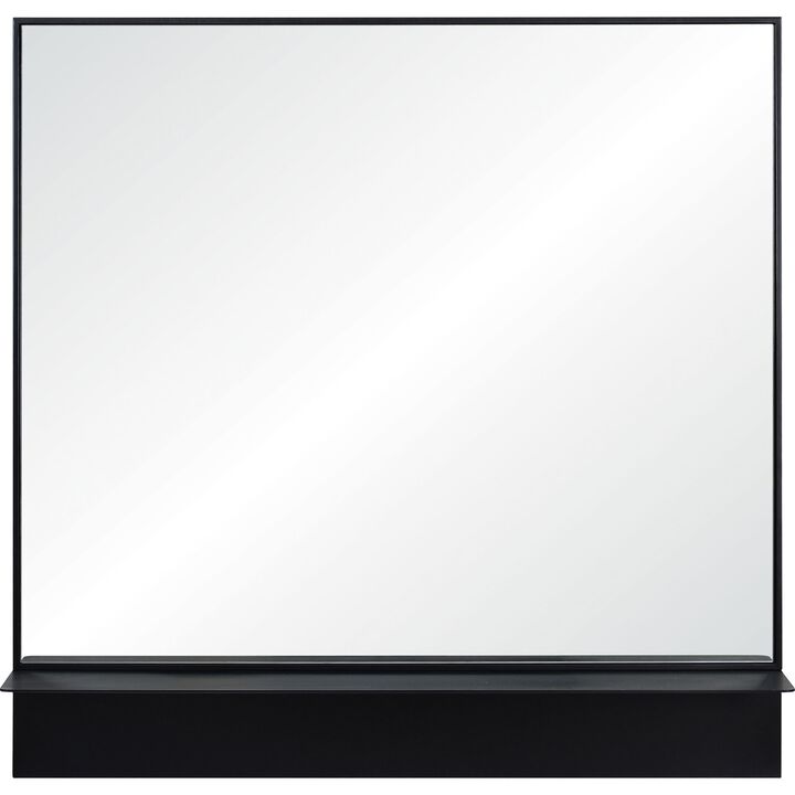 35" Black Traditional Square Framed Wall Mirror