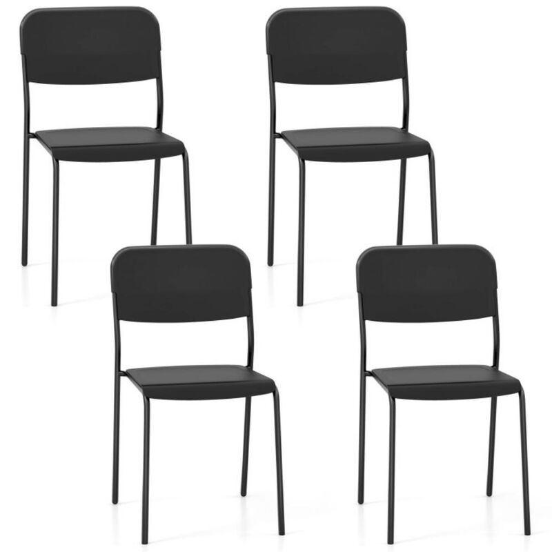 Hivvago Modern Dining Chairs Set of 4 with Tilted Backrest and Sturdy Metal Legs