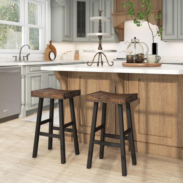 Hivvago 24"/29" Solid Wood Saddle-Seat with Curved Seat Surface and Comfortable Footrests