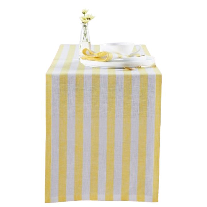 Solino Home 100% Pure Linen Table Runner 14 x 48 Inch | Sorrento Stripe