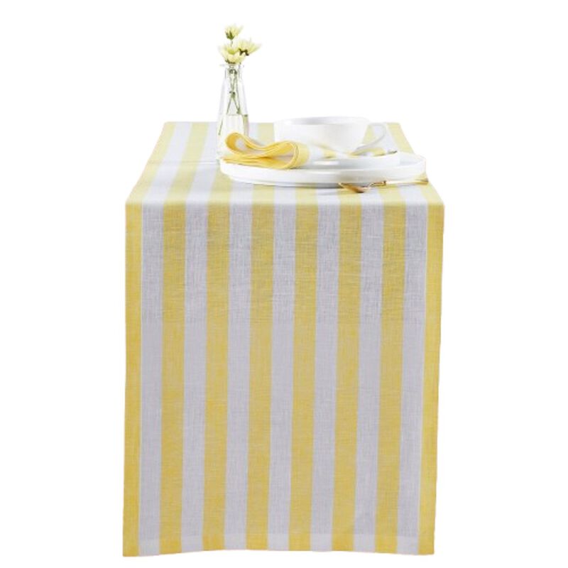 Solino Home 100% Pure Linen Table Runner 14 x 48 Inch | Sorrento Stripe