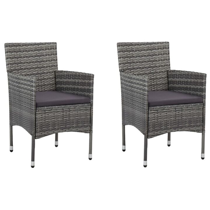 Gil Outdoor Dining Chair Set of 2, Gray Cushions and Poly Rattan - Benzara Gil Outdoor Dining Chair Set of 2, Gray Cushions and Poly Rattan - Benzara