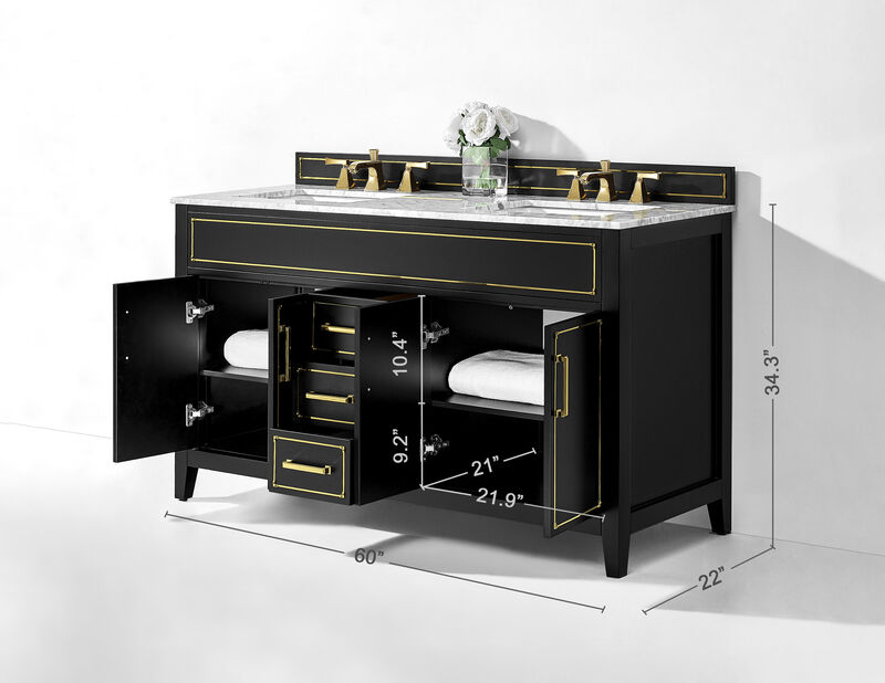 Aspen 60 in. Bath Vanity Set in Black Onyx