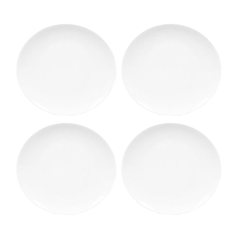 Porcelain Elips 10.25" x 9.5" Oval White Porcelain Plate (Set of 4)
