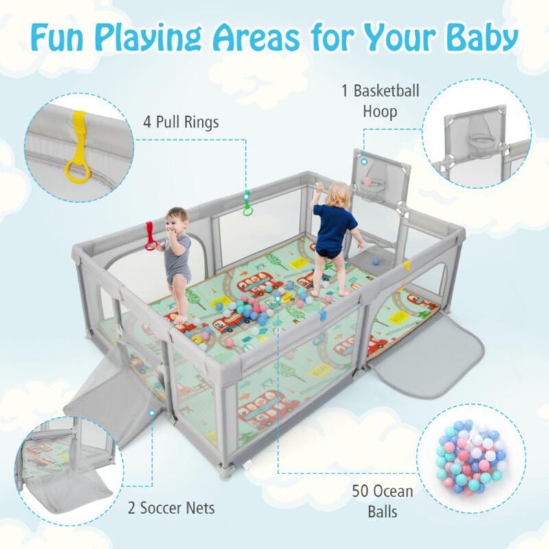 Hivvago Large Baby Playpen with Mat and Ocean Balls