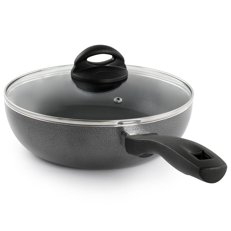 Oster Clairborne 9.5 Inch Non Stick Aluminum Wok with Lid in Granite Grey