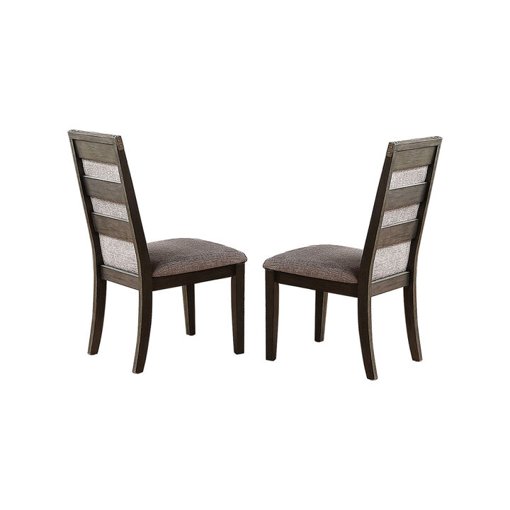 Dining Chair With Upholstered Cushion, Grey(Set Of 2)