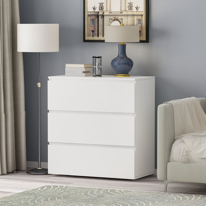 3-Drawer White Wood Chest of Drawers Bedside Table Storage Dresser Freestanding Cabinet 30 in. W x 32 in. H x 16 in. D